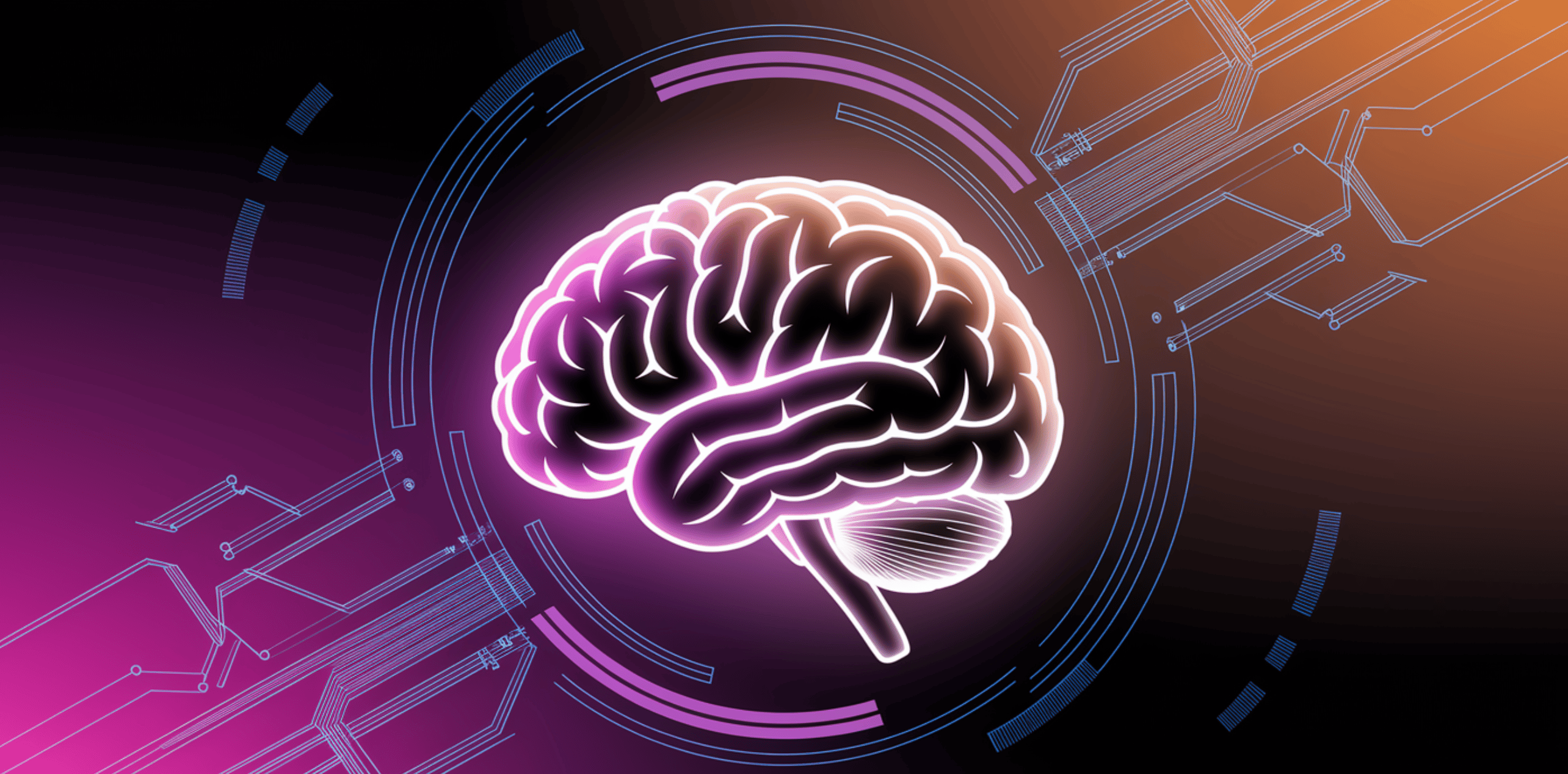 Illustration of a brain made of digital connections